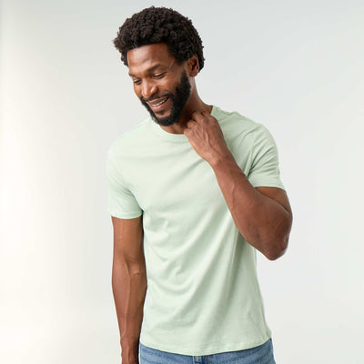 Plain jersey straight T-shirt GREEN