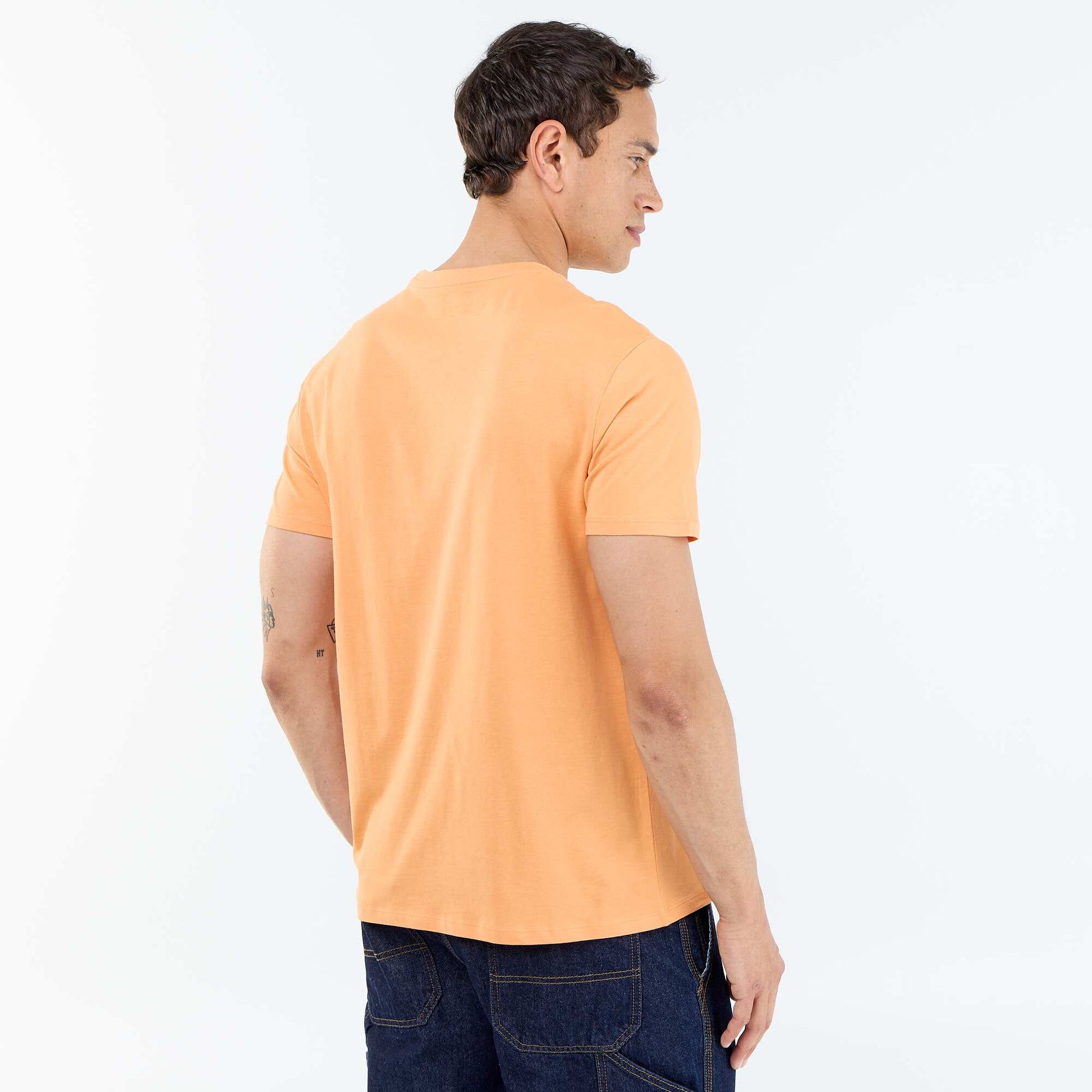 Plain jersey straight T-shirt ORANGE