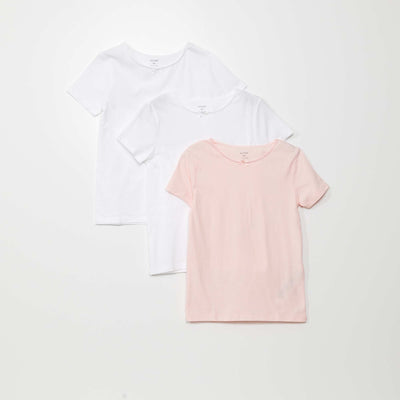 Pack of 3 block colour T-shirts WHITE