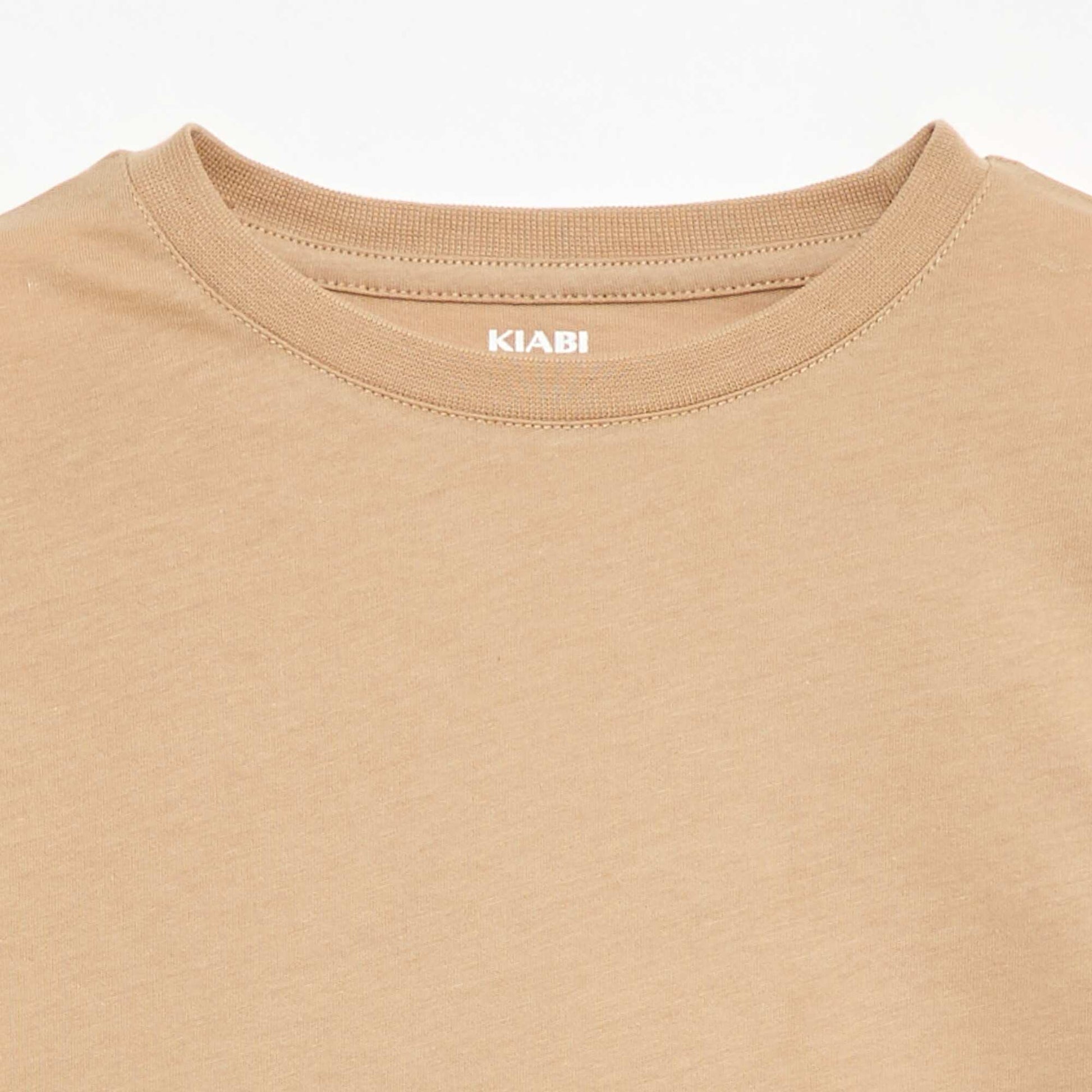 Basic plain jersey T-shirt BEIGE