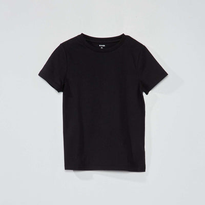 Basic plain jersey T-shirt BLACK