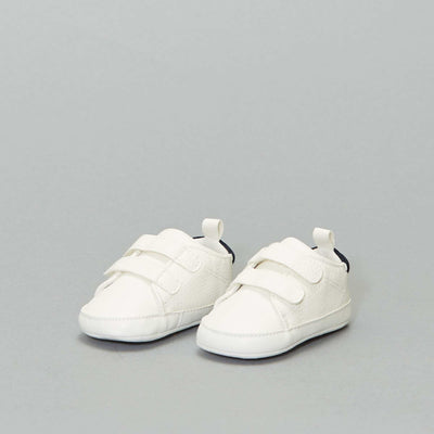 Two-tone trainers with hook and loop fastening WHITE