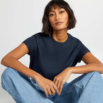 Plain jersey T-shirt BLUE