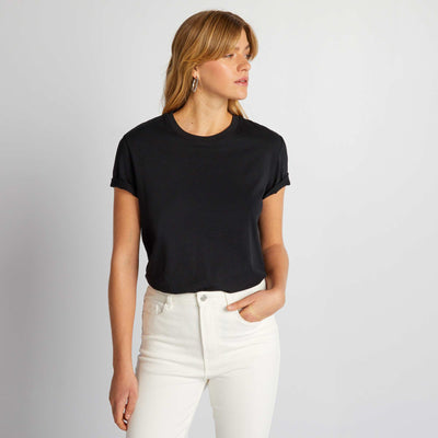 Plain jersey T-shirt BLACK