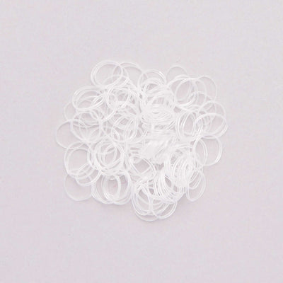 Pack of 100 transparent elasticated hair bands WHITE