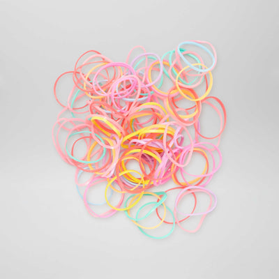 Pack of 100 coloured elasticated hair bands BEIGE