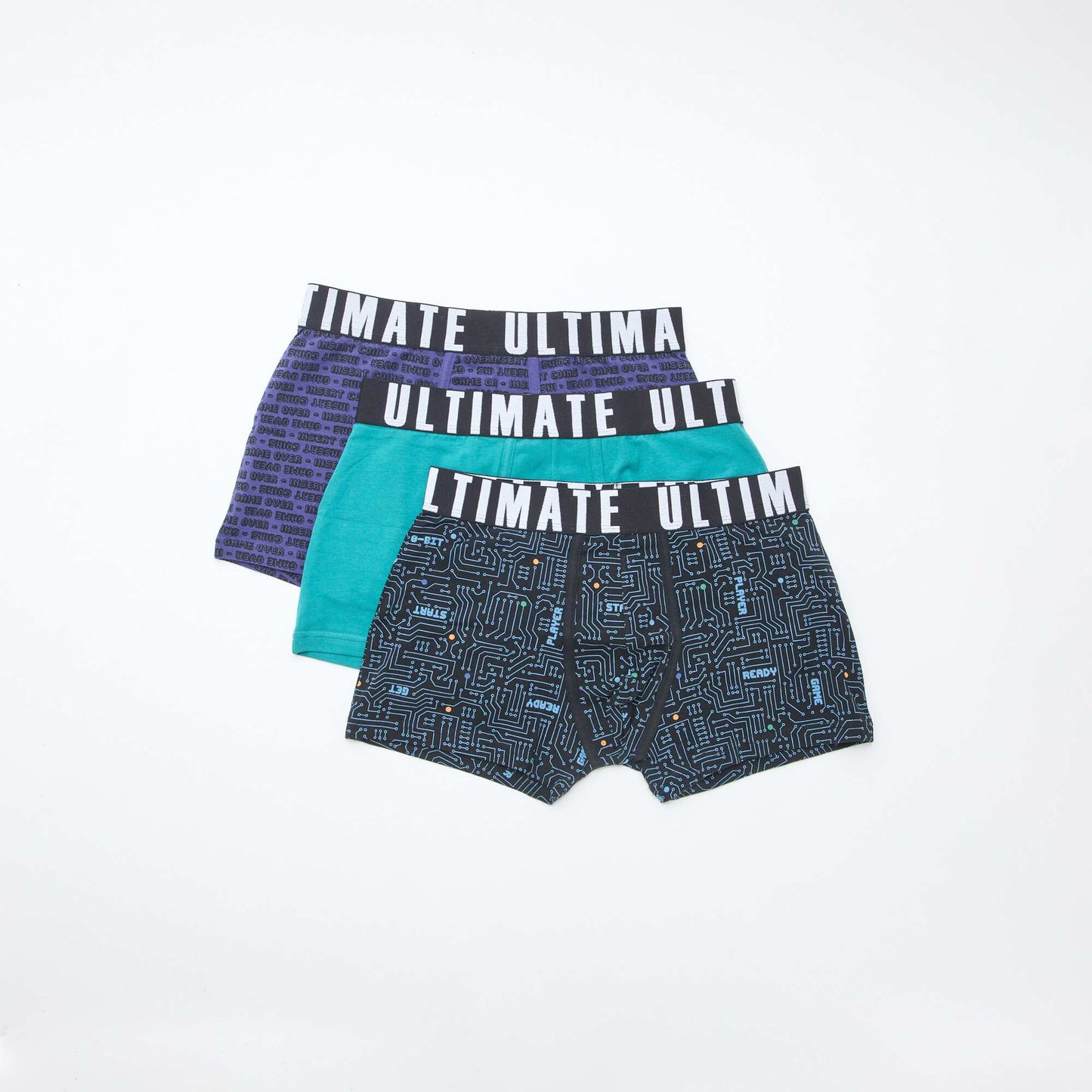 Pack of 3 patterned boxer shorts BLUE
