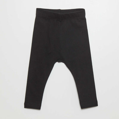 Long plain jersey knit leggings BLACK