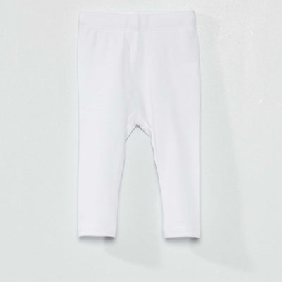 Long plain jersey knit leggings WHITE