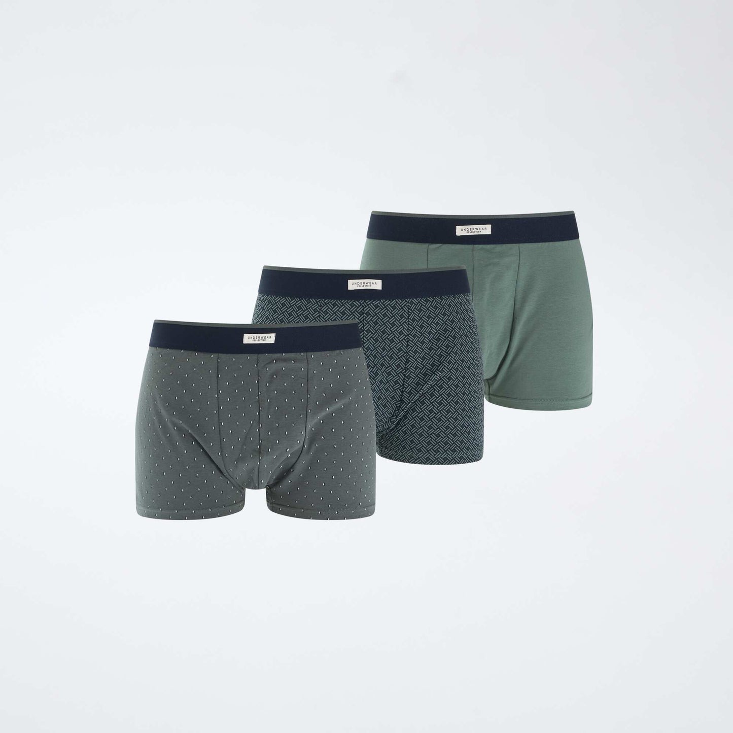 Pack of 3 pairs of cotton boxer shorts KHAKI