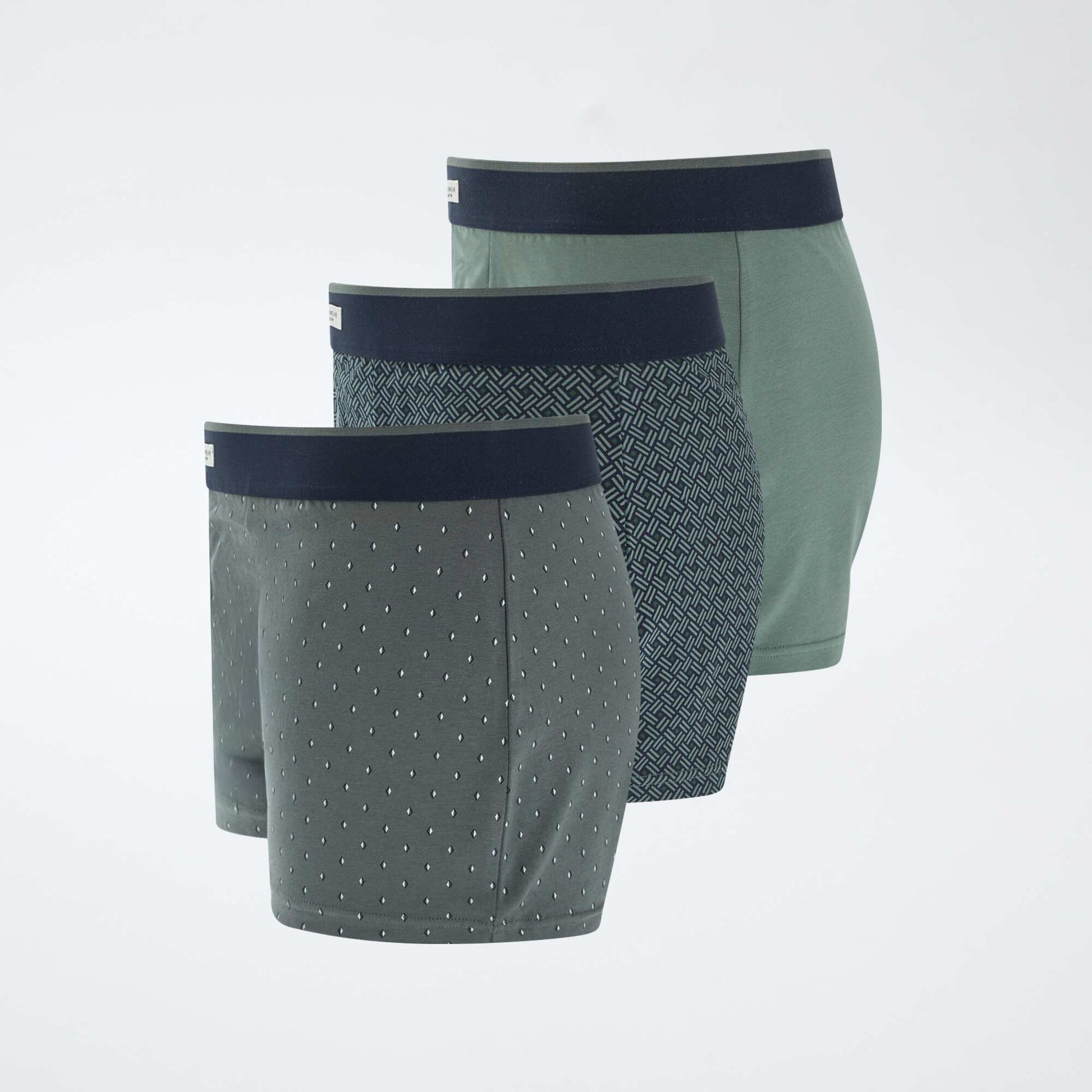 Pack of 3 pairs of cotton boxer shorts KHAKI