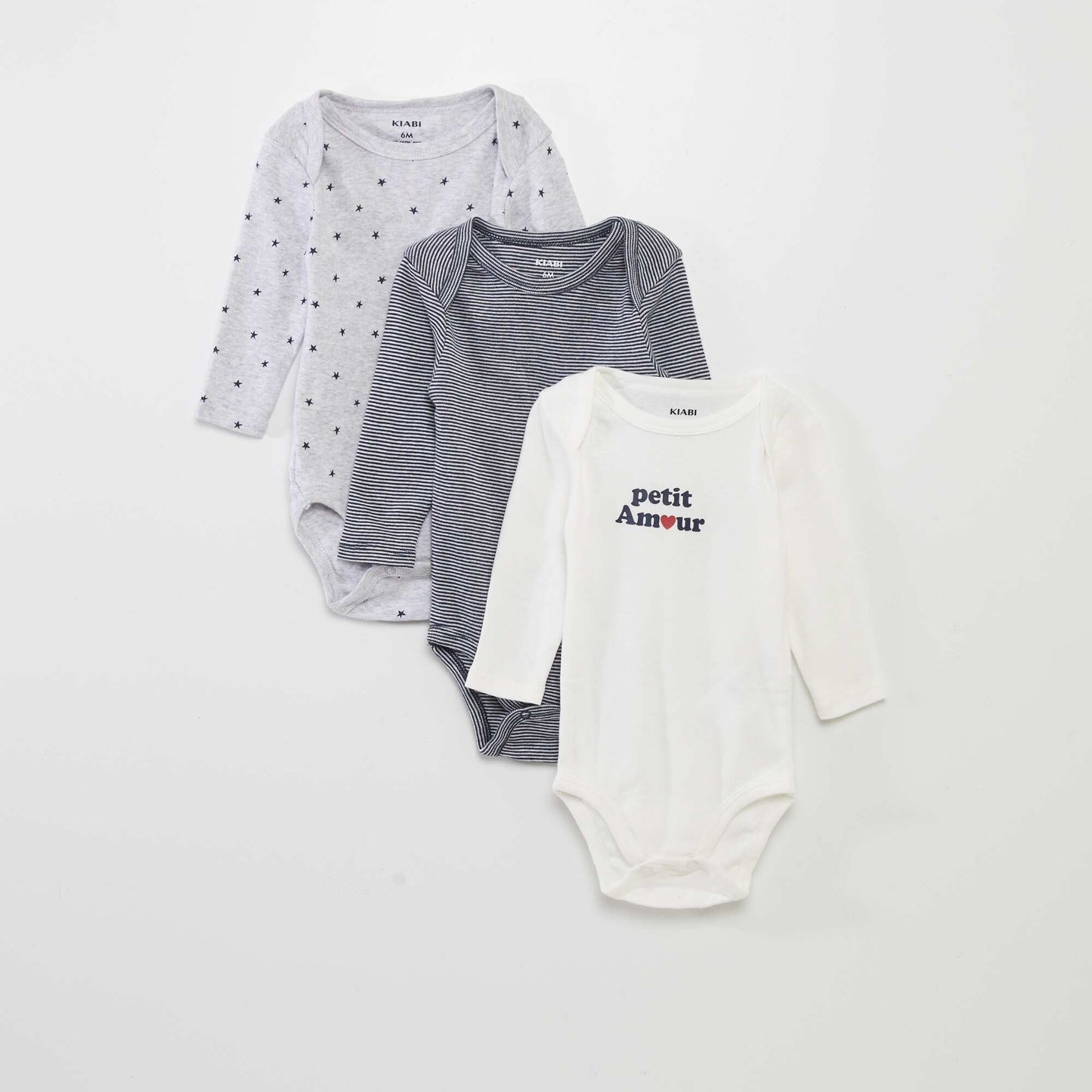 3-Pack Long-Sleeve Bodysuits GREY