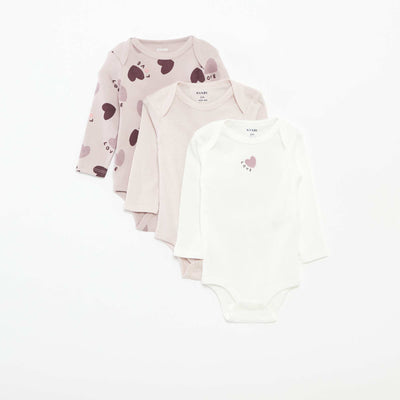 Pack of 3 long-sleeved bodies PURPLE