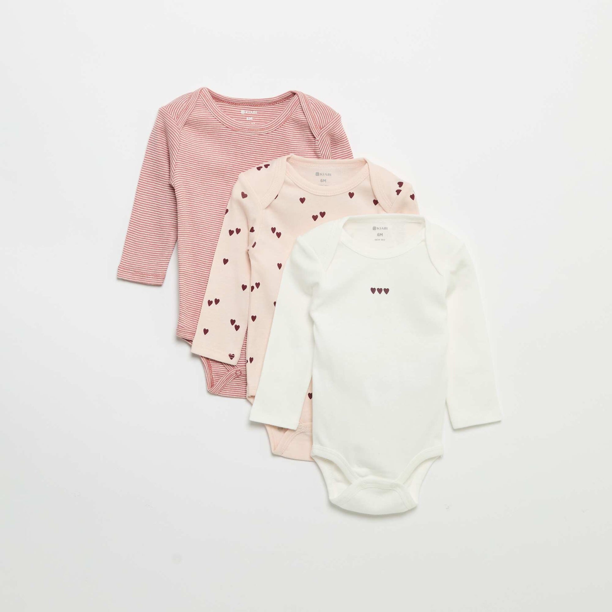 Pack of 3 long-sleeved bodies PINK