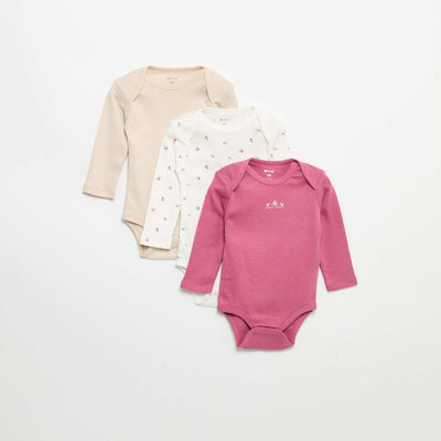 Pack of 3 long-sleeved bodies WHITE