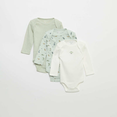 Pack of 3 long-sleeved bodies BLUE