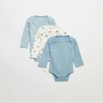 Pack of 3 long-sleeved bodies WHITE
