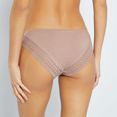 Pack of 3 cotton and lace briefs PINK
