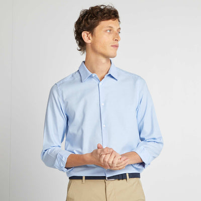 Block colour straight-cut shirt BLUE