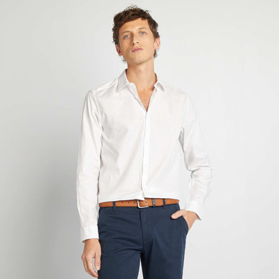 Block colour straight-cut shirt WHITE