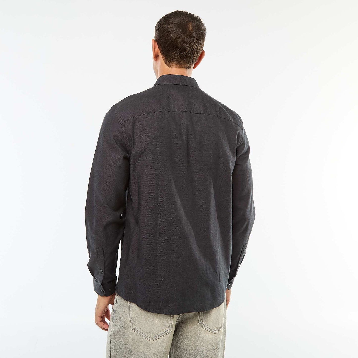 Block colour straight-cut shirt BLACK