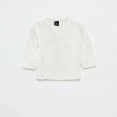 Garter stitch knitted sweater WHITE