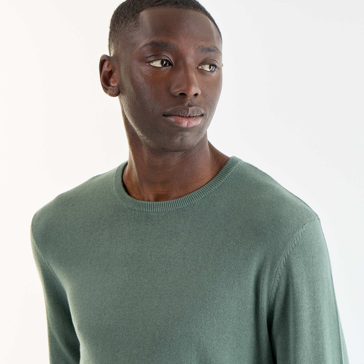 Plain round neck sweater GREEN