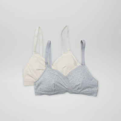 Pack of 2 cotton breastfeeding bras GREY
