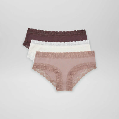 Pack of 3 fine rib shorties PURPLE