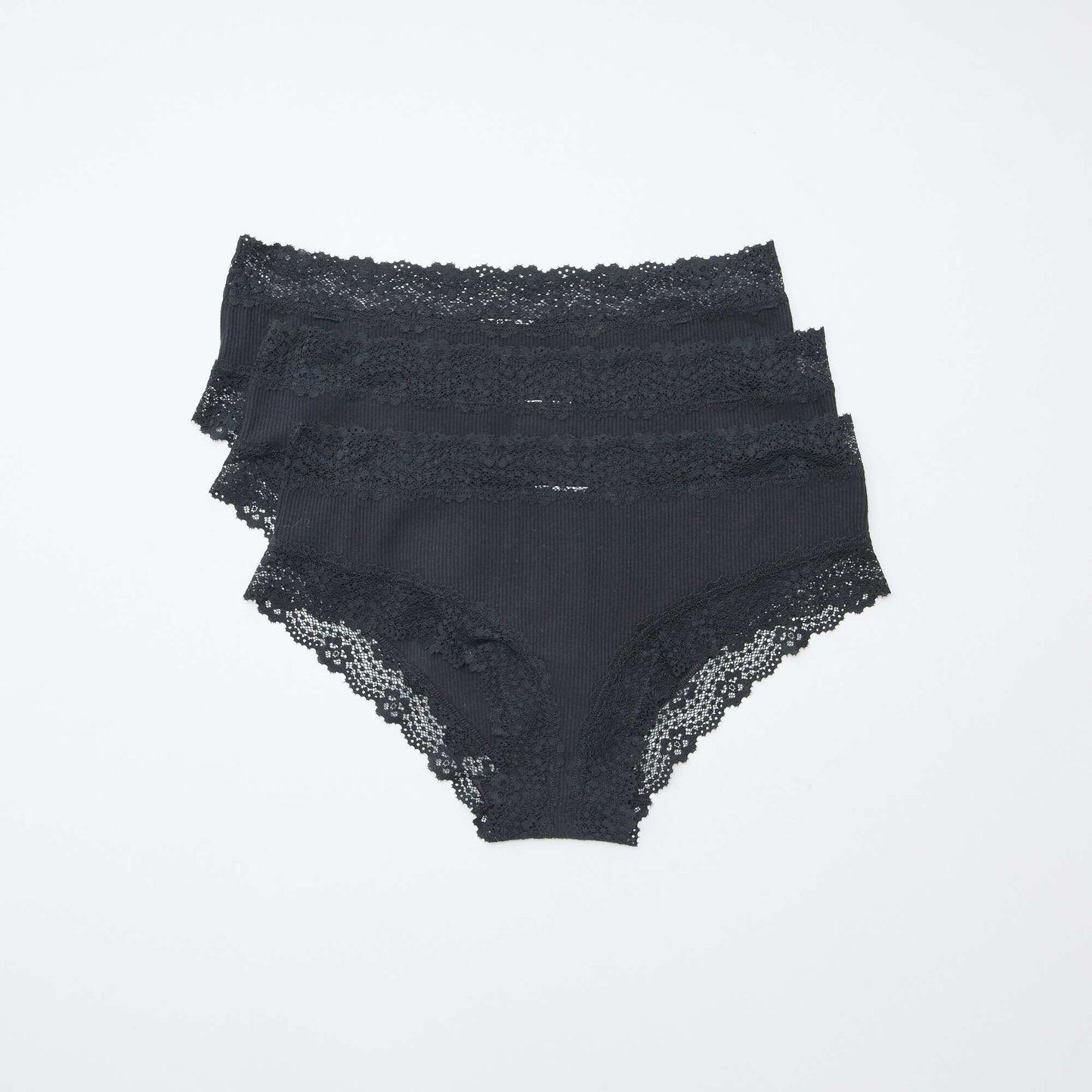 3-Pack Ribbed Shorties BLACK