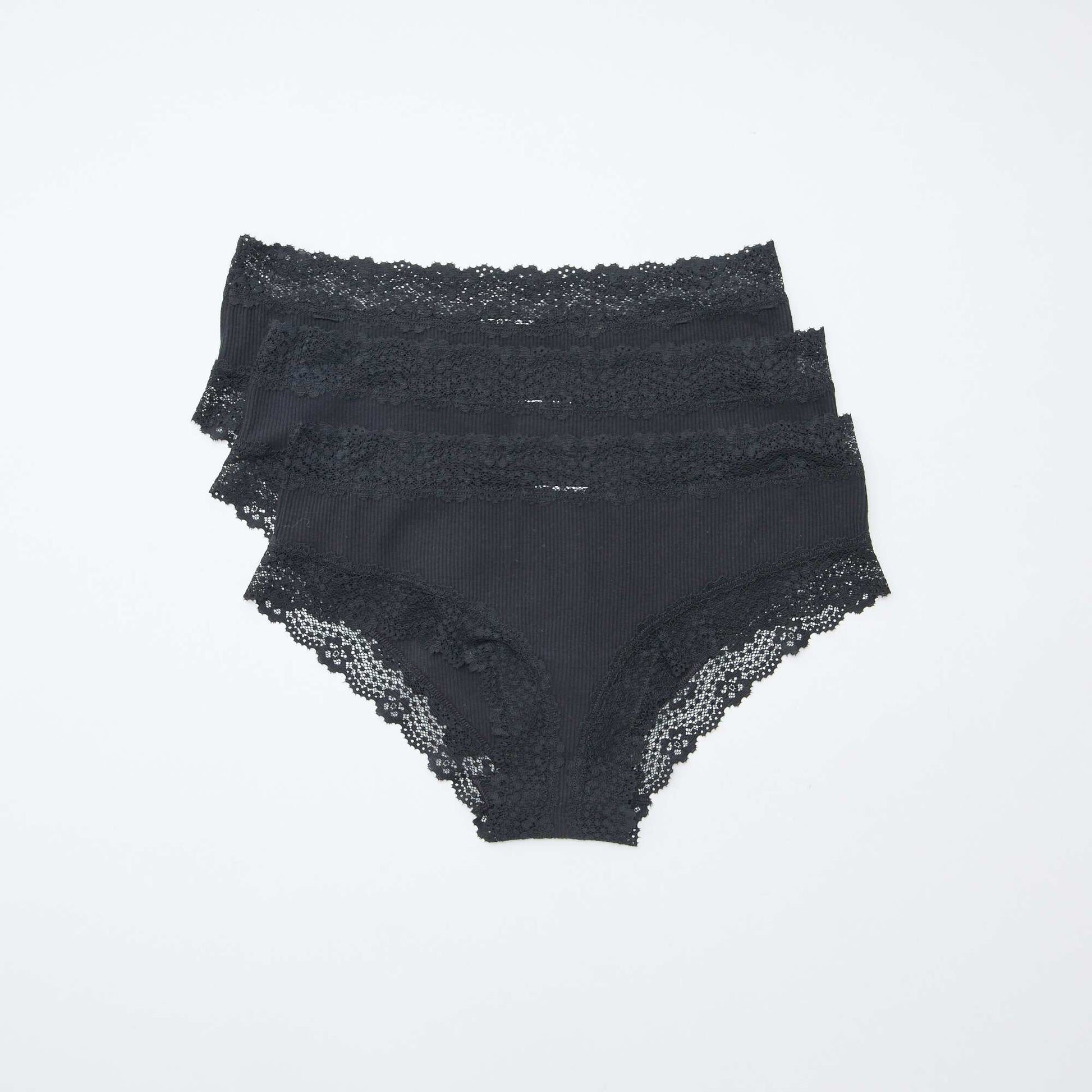 3-Pack Ribbed Shorties BLACK